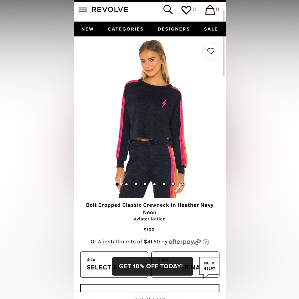 Bolt Cropped Classic Crewneck in Heather Navy Neon